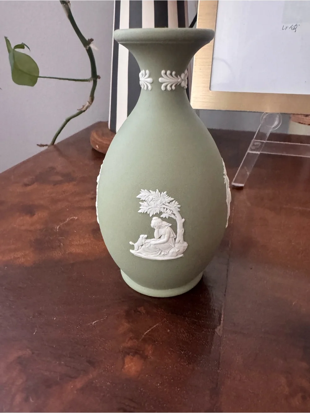 Wedgwood jasperware sage green vase